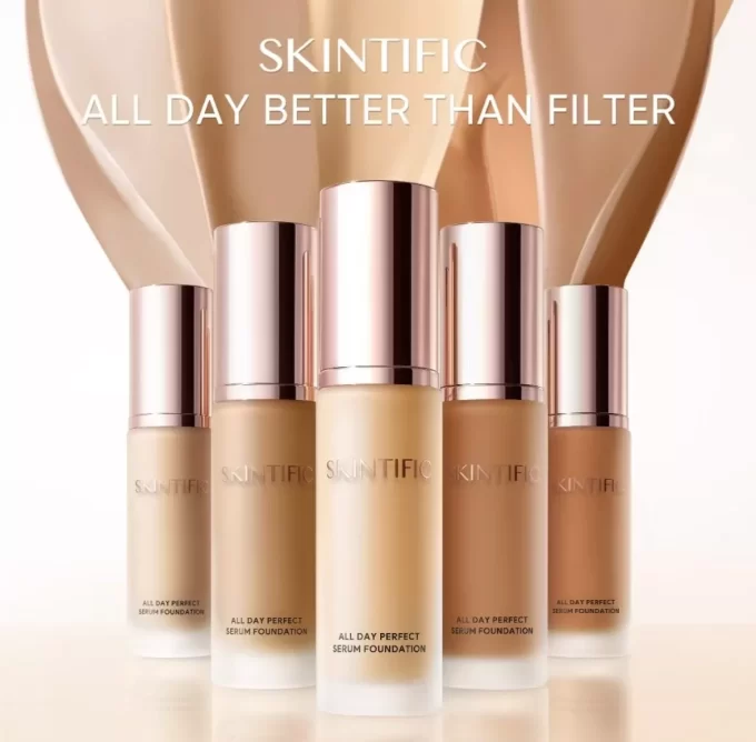 SKINTIFIC ALL DAY PERFECT SERUM FOUNDATION FULL COVERAGE 24 HOUR LONG