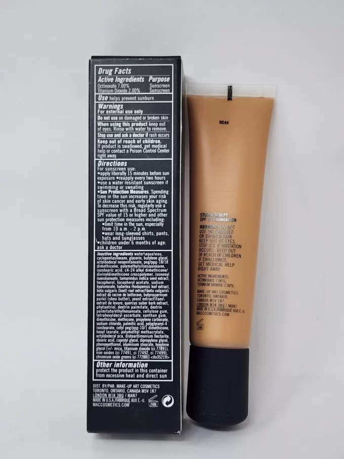 New MAC Studio Sculpt Foundation SPF 15 Full Size NC44 - Image 3